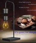 Lit Magnetic Levitating Light Bulb Lamp With Black Base Dope Floating LED Night Light in bedroom setting