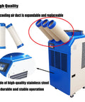 Rock Solid 220V Portable Air Conditioner With 22000 Btu Cooling Power, features triple expandable ducts and stainless steel construction.