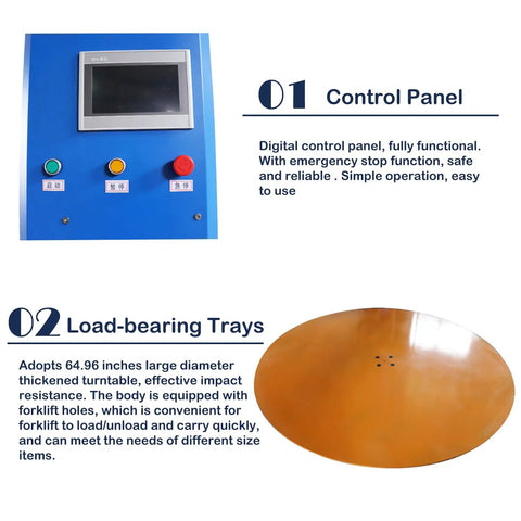 Control panel and load-bearing tray of Heavy Duty Pallet Wrapping Machine 4409 Lbs Load Capacity Smooth 64 Inch Turntable.