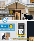 Comparison showing No Drill Anti Theft Doorbell Mount For Blink And Ring Video Doorbells With 360 Degree Coverage And Adjustable Angle Keeps Your Doorbell Safe From Theft Fits Models 1 Through Pro Great For Home Apartment Office.