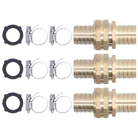 3/4 Inch Garden Hose Repair Connector Set, Brass Fittings For 3/4 Or 5/8 Inch Hoses, Leak Proof Threaded Joint, Includes Washers