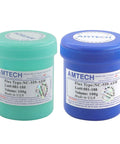 Leadfree Solder Paste And Advanced Oil Grease for Chip and PCB Repair and Welding 100g in blue and green containers