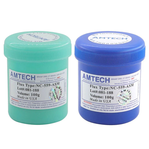 Leadfree Solder Paste And Advanced Oil Grease for Chip and PCB Repair and Welding 100g in blue and green containers