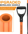 Close-up of Wide Head Pitch Fork For Manure And Hay with ergonomic grip and unbreakable fiberglass handle showing market-leading thickness.