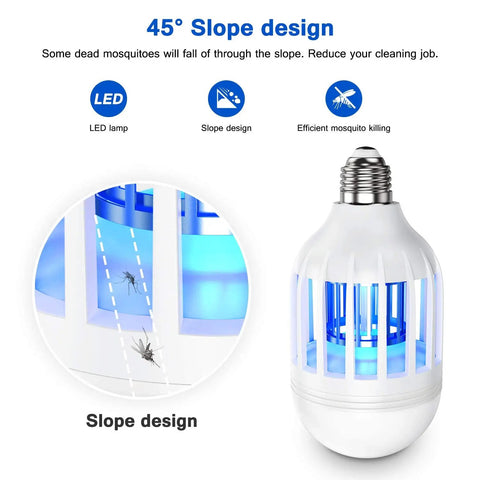 2 In 1 Mosquito Killer Lamp LED Bug Zapper Bulb with slope design for indoor and outdoor use