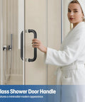 Heavy Duty Eight Inch Center To Center Shower Door Handle In Sleek Matte Black Finish Solid 304 Stainless Steel smoothly supports humid bathroom use.