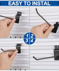 Installing 100 Pack Slatwall Hooks For Slat Wall Panels Heavy Duty Metal Hangers Set In Black 6 And 8 Inch Ideal For Garage Shop