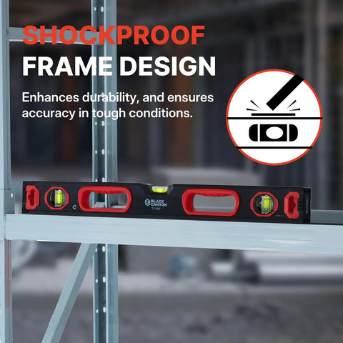 Heavy Duty 48 Inch Aluminum Box Level Featuring A Nifty Magnetic Base For Spot On Plumb And Level Reads Vertical Horizontal Vials Hang Loop The Go To Tool For Framing Carpentry Plumbing Construction Sites
