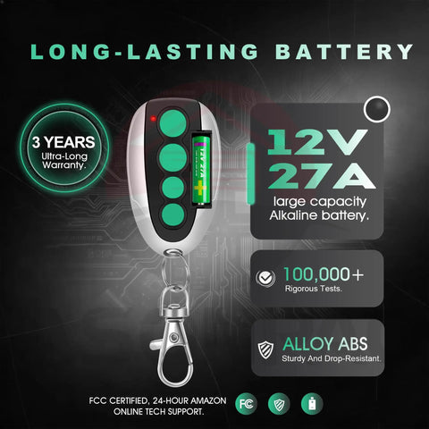 Three Pack M12 Gate Opener Remote For Swing Sliding Gates With Four Button Controls And Industrial Grade Chip 433.92MHz Compatible With Aleko Lockmaster Carsa And More 5 Year Warranty, featuring long-lasting battery and alloy ABS.