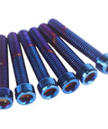Slick Titanium Finish Stainless Steel Allen Hex Socket Head Screws M5 From M5x12 Up To M5x35mm Burnt Blue Bolt Set displayed in close-up view.