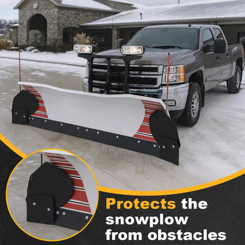 Truck with 2 Pack Heavy Duty Snow Plow Wing Extension Set Rubber Plow Blades 10 X 12 X 1 Inches SBR in driveway