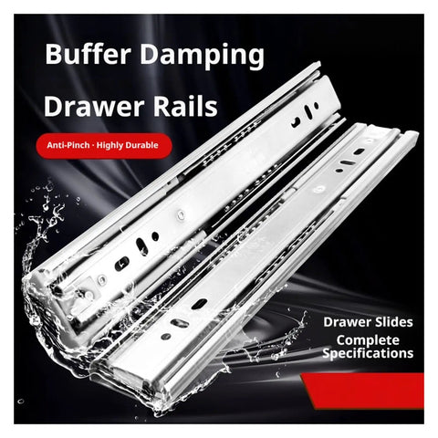 High Grade Stainless Steel Drawer Slides With Soft Close Damping Bottom Mounted Undermount Hidden Track Glides For 12 Inch Drawers run slick and durable with water effect.