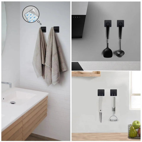 Six Piece Matte Black Bathroom Hardware Set With 16 Inch Hand Towel Bar Toilet Paper Holder Two Wall Towel Hooks And Two Robe Hooks