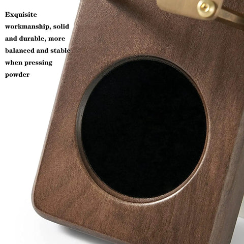 Boss Grade Wood And Copper Espresso Tamper Station Heavy Duty Coffee Tamping Stand with grippy silicone base round tamping area.