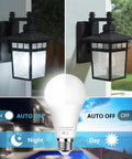 Six Pack Dusk To Dawn A19 LED Light Bulbs 11W 1200 Lumens 100 Watt Equivalent E26 Base Auto On Off Outdoor Daylight White 5000K Smart Sensor lamp