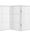 Portable Three Panel White Shoji Screen With Rice Paper And Spruce Wood Frame Lightweight Folding Room Divider open view