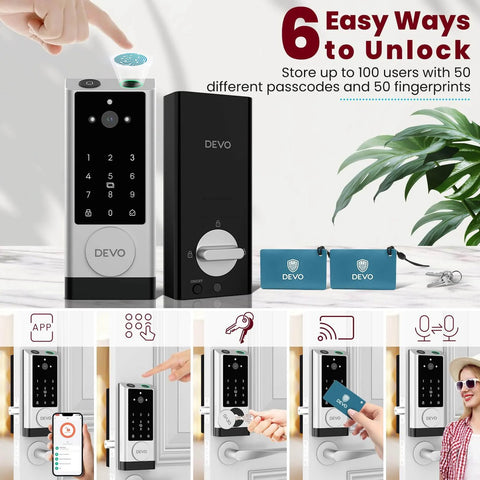 Six In One Smart Lock With Camera And Doorbell, Keyless Entry For Front Door With Fingerprint, App Remote, Auto Lock