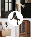 Frog Shaped Cabinet Knob Set, Solid Brass Antique Finish Drawer Pulls, 3.9 Inch Long By 1.4 Inch Wide, 2-Pack on doors.