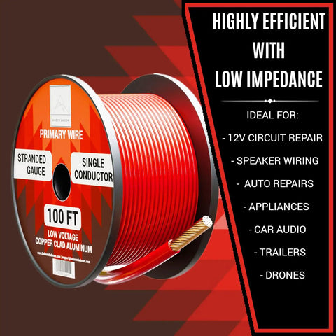 14 Gauge Wire Combo Six Pack With 600 Feet Total In 100 Foot Rolls Multicolor 12V Low Voltage Automotive and Electrical Cable CCA