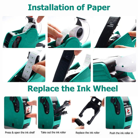 Heavy-Duty Labeling Gun Kit With 5000 Stickers And 3 Ink Cartridges For Retail Grocery And Office Use, Pro-Grade Price Tagger With Quick-Change Cartridges, Durable Green Unit For Fast Easy Out-Of-The-Box Tagging installation steps