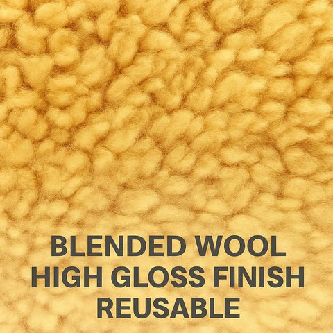 Close-up of blended wool texture on 7.5 Inch Wool Polishing Pads 2-Pack For Cars Boats RVs, highlighting high gloss finish.