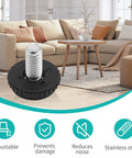 Heavy Duty Adjustable Furniture Levelers With Threaded Inserts 24 Pack stainless steel feet close-up showing threaded design and adjustability.