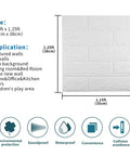 40 Pack White 3D Wall Panels Peel And Stick Self Adhesive Waterproof Brick Foam Sheets size and application chart