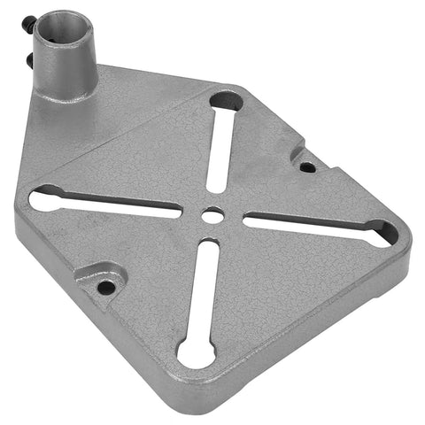 Adjustable Clamp Drill Stand For Universal Workbench And Vertical Drill Guide base plate showing collar compatibility slots.