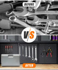 Beefy Nine Piece Garage Storage Cabinet System With Rolling Chest Workbench Pegboard And Wall Cabinets For Epic Tool Organization
