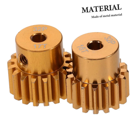 5 Piece Top Shelf Iron Reduction Gear Kit For Climbing Car Motors Featuring Hardcore Heavy Duty Cogs and Slick Precision Drive stable 17T and 16T cogs.