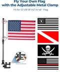 Built Tough Aluminum American Flag Pole Kit With 360 Degree Swivel Mount and adjustable clamp for 12 x 18 inch USA banners.