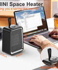 Portable Space Heater 800W 500W Energy Efficient Desk Heater For Indoor Use PTC Ceramic Fast Heating Desktop Heater Black