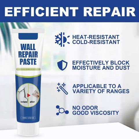 Patch Kit For Drywall Holes With Scraper, Quick-Dry Spackle Paste For Large Wall Repairs tube with repair benefits listed