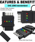 5 Pin Trailer Light Tester Kit With Bright Indicators, Double End 5 Way Flat Trailer Wiring Tester For Turn Signals, Tail Lights And Brakes, Easy Plug and Play Diagnostic Tool To Quickly Troubleshoot Trailer Wiring And Wiring Faults, black plastic with dust cover