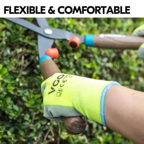 15-Pairs Latex-Free Polyurethane Dipped Safety Work Gloves For Auto Construction Gardening And More All Purpose Use Flexible Polyester Yellow Size L