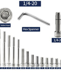 1/4-20 x 3/4 Inch Socket Head Cap Screw Bolts 304 18 8 Stainless Steel Allen Hex Drive full thread with hex wrench