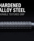 Close-up of durable textured grip on Built Like A Tank High Carbon Steel Center Punch Set 3 Piece black hand tools.