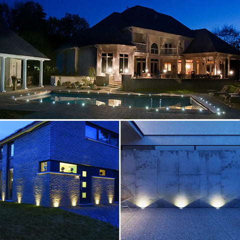Low Voltage LED Landscape Well Lights 12V To 24V In Ground IP67 Waterproof 3000K Soft Warm White 100 Lumen lighting patio and facade