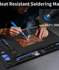 Large Soldering Mat Heat Resistant Up To 932 Fahrenheit With 17 Accessory Zones and 133 Compartments for Electronics Repair