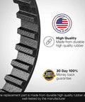 Close-up of Heavy Duty Real Rubber V Belt, showcasing durable construction, made in the USA, for outdoor power equipment.