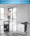 Air Mover Blower Fan For Floor Drying And Cooling At Home Job Site Garage Or Shop with Two AC Outlets on tiled floor