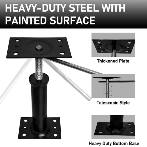 Adjustable Jack Posts For Leveling 11 To 16 Inches, Built To Tackle Sagging Floors, heavy-duty steel, thickened plate, telescopic style