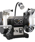Heavy Duty Dual Speed Bench Grinder Built Tough For Precision Sharpening And Polishing Featuring Rock Solid Tool Rests And Smooth 3450 Rpm Power Works Like A Charm With Scheduled Freight Delivery Setup, showcasing 8-inch grinding discs and adjustable shields.