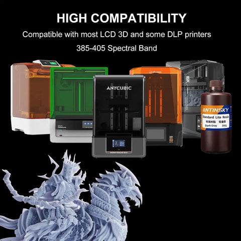 Standard Lite Black 3D Printer Resin 405nm UV Curing Photopolymer For LCD And DLP Printers Low Odor Fast Curing High Precision Low Shrinkage Killer Detail Great Value Super Smooth Flow For Newbies And Pros 1Kg