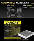 Packaging of Ford Cabin Air Filter With Activated Carbon Keeps Your Ride Fresh For F-150 2015-2025 and compatible models list