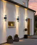 Dusk To Dawn Outdoor Wall Lights Set And Forget Auto On Sensor Up And Down Modern Exterior Sconce Fixtures aluminum on house wall