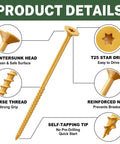 Outdoor Decking Screws 4 Inch 10 By 4 250 Pcs Tan Rustproof Exterior Epoxy Coated Torx Star Drive With T25 Bit Included