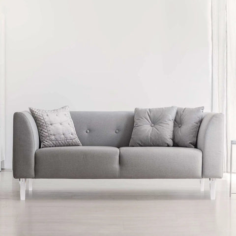 Gray sofa with Beefy Solid Acrylic Furniture Legs 8 Inch Set Of 4 Heavy Duty Replacement Legs for a modern look