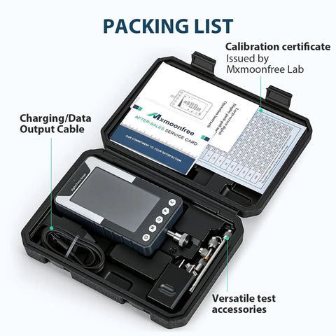 1000N Digital Force Gauge Push Pull Meter With USB Output And Free Data Logging Software Type C To USB Cable Included For Precise Tension And Compression And Material Testing in case with accessories