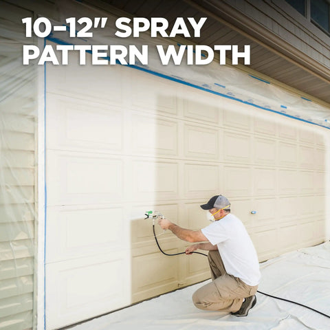 Man using High Efficiency Airless 515 Reversible Spray Tip For Solid Stain Paint And Primer, 10 To 12 Inch Spray Pattern